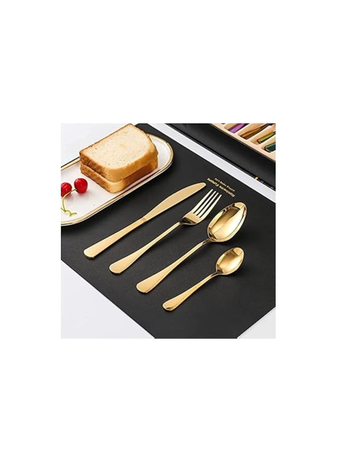 Generic - 24 Pieces Gold Stainless Steel Cutlery Set for Restaurant, Hotel, Home Including Spoon, Fork, Knife Food Grade Stainless Steel: Comprehensive use of stainless steel, not easy to rust, corrosion resistant and durable, enjoy food while eating more easily. - Image 1