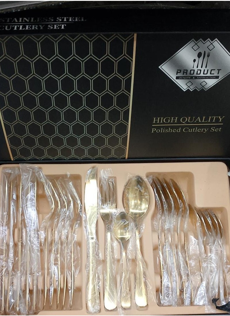 24 Pieces Gold Stainless Steel Cutlery Set for Restaurant, Hotel, Home Including Spoon, Fork, Knife Food Grade Stainless Steel: Comprehensive use of stainless steel, not easy to rust, corrosion resistant and durable, enjoy food while eating more easily. - pzsku/Z7C1E8D52DA8F84687E5DZ/45/_/1734564192/955950be-358c-4df4-83a6-e6e7c6f81dc9