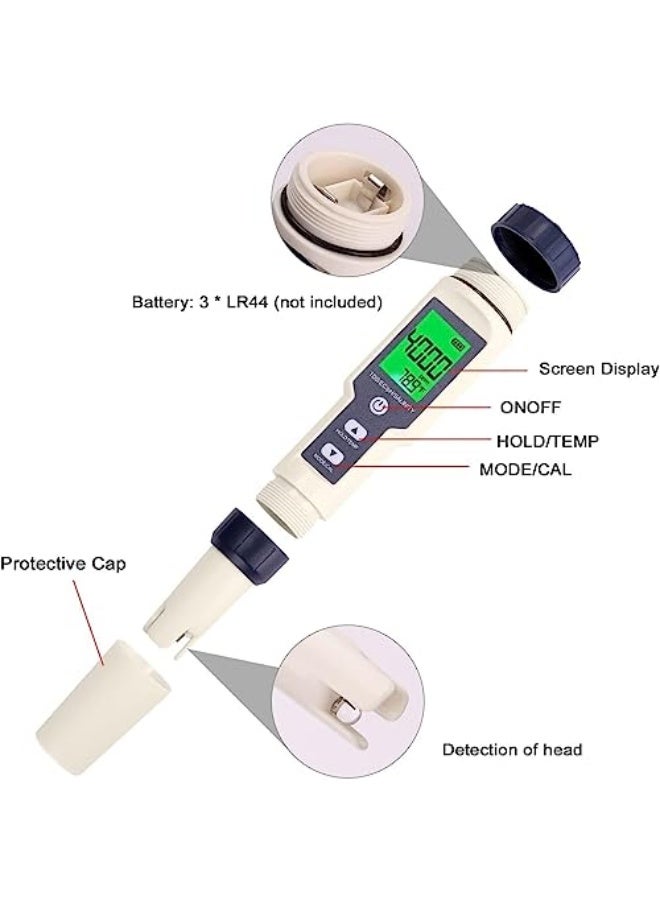 LinJie Water Quality Tester, 5in1 Professional Multi-parameter Combo Testing Meter, PH/EC/TDS/Salinity/Thermometer Digital Multi-Function Tester Water Quality Tester Drinking Water, Pool and Fish Tank - Image 2