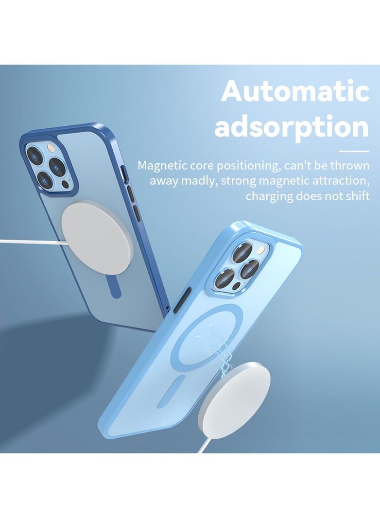 Magnetic Case for iPhone 13 Pro Max Case [MIL-Grade Drop Tested & Compatible with MagSafe] Translucent Matte Back with Aluminum Alloy Keys, Anti-Fingerprint Anti-Scratch - Image 2