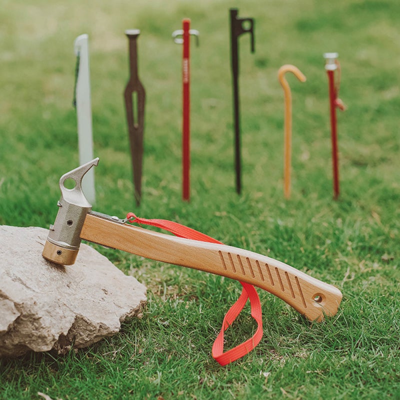 sundick Outdoor Multifunctional Tent Floor Nail Hammer Dual-use Metal Hammer Camping Tent Ground Nail Hammer Portable Wood Handle Hammer - Image 2