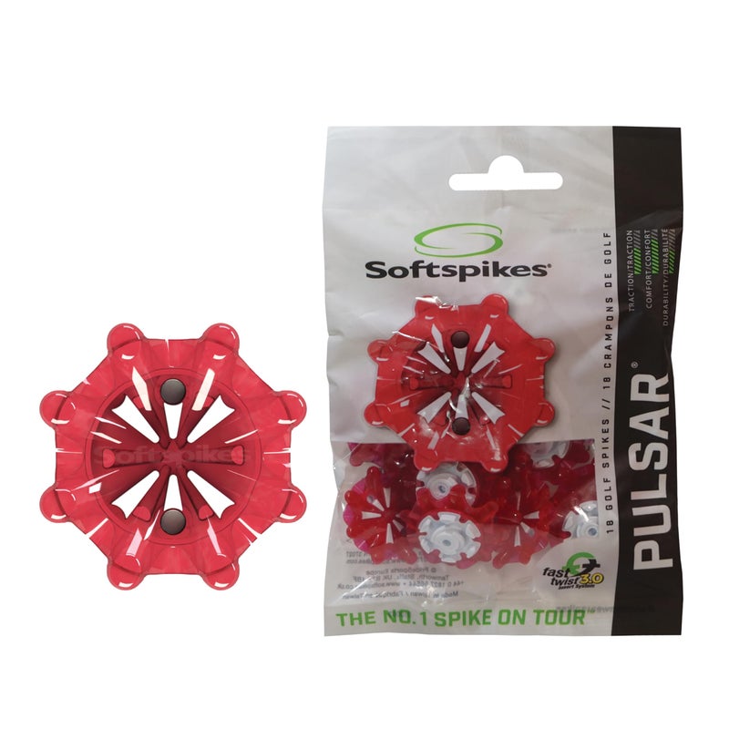 SOFTSPIKES Golf Spikes Fast Twist 3.0 Softspikes Pulsar Golf Cleats, Red, Clamshell US - Image 1