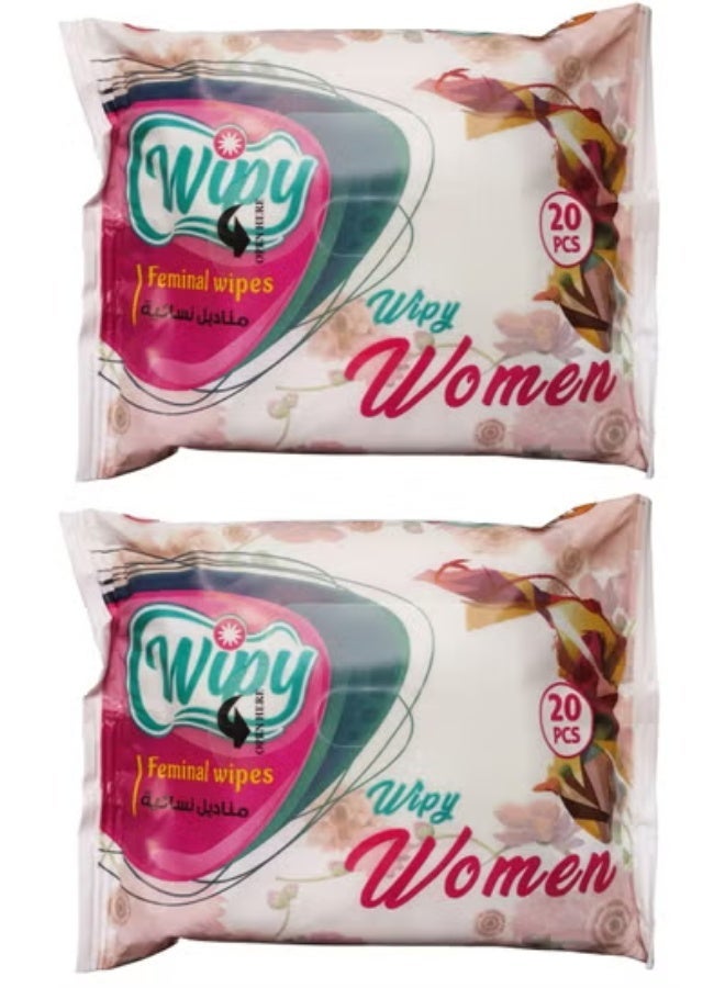 2pcs Wipy Feminine wipes, 2x20 wipes - Image 1