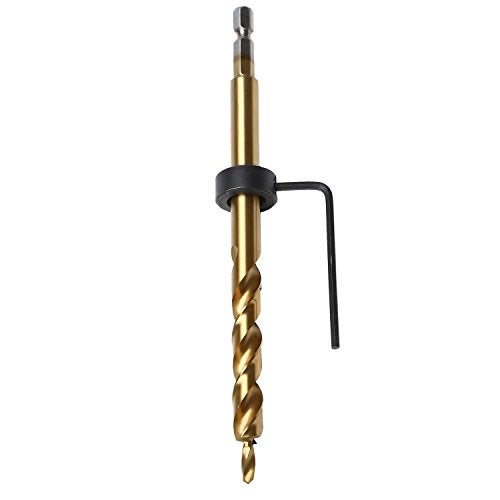 OCGIG 3/8" Pocket Hole Drill 1/4" Hex Shank Titianium coated Twist Step Drills with Adjustable Depth Stop Collar for Manual Pocket Hole Jig System - Image 1