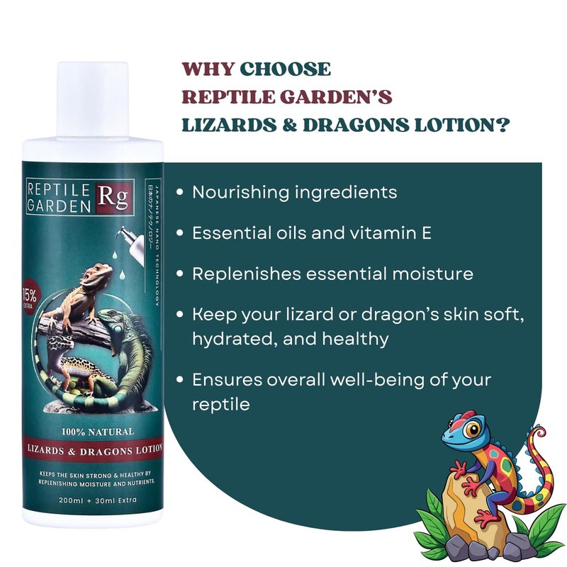 7pets Reptile Garden Lizard & Dragon Lotion | Keep Your Lizard or Dragon’s Skin Soft, Hydrated, and Healthy (200 ml + 30 ml) - Image 2