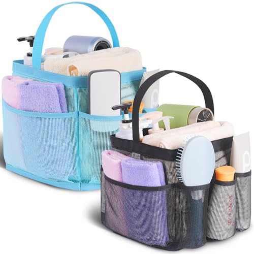 EUDELE 2 Pack Mesh Shower Caddy Portable for College Dorm Room Essentials, Shower Caddy Dorm with 8-Pocket Large Capacity,Shower Bag for Beach,Swimming,Gym - Image 1
