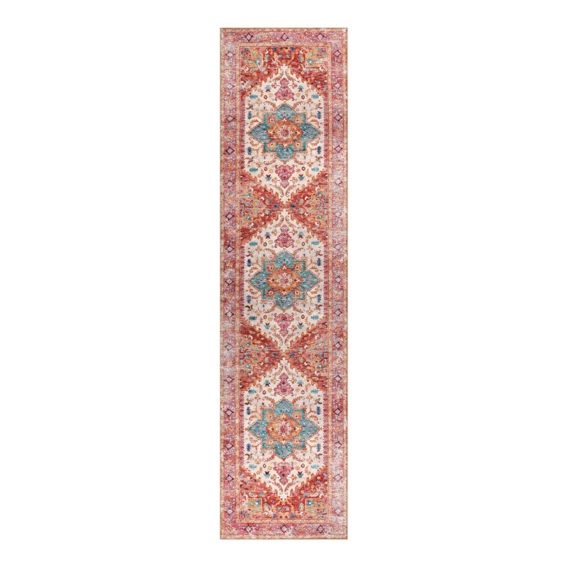 Yamaziot Washable Runner Rug, 2x8 Non-Slip Boho Vintage Hallway Rug Runner with Rubber Backing, Stain Resistant & Low Pile Faux Wool Distressed Carpet Runner for Bedroom, Kitchen, Laundry, Entrance - Image 2