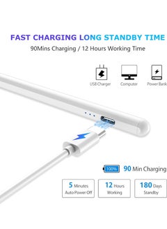 Generic Dual Tips Capacitive Stylus Pen with Palm Rejection for Android Touch Screens with Palm Rejection Compatible with Samsung/Huawei/Tablet/Mobile, White  - Image 4