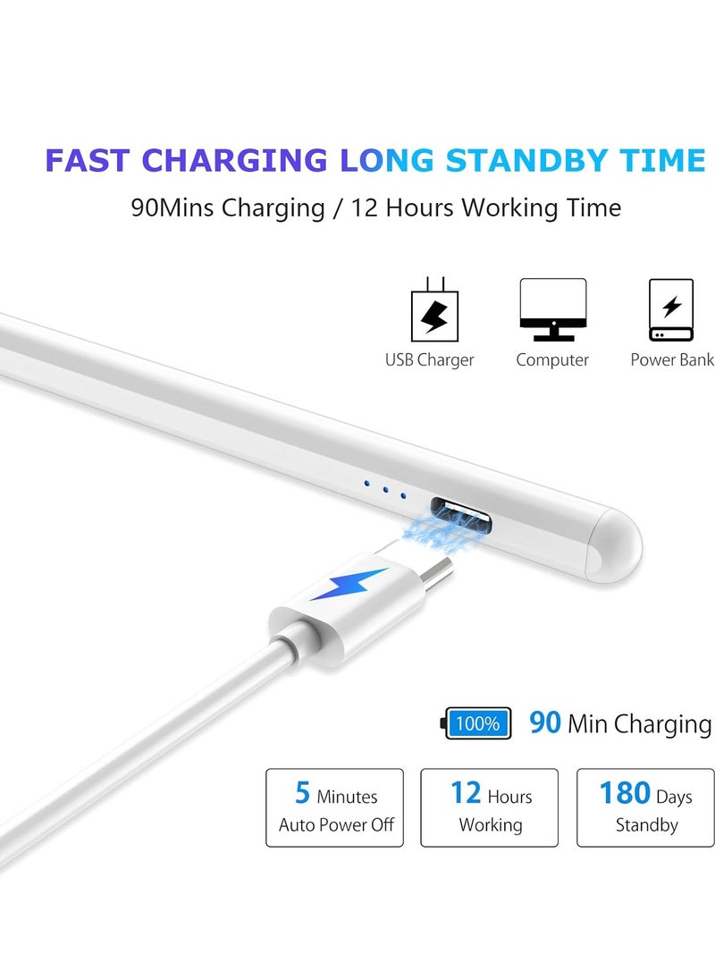 Generic - Dual Tips Capacitive Stylus Pen with Palm Rejection for Android Touch Screens with Palm Rejection Compatible with Samsung/Huawei/Tablet/Mobile, White - Image 1