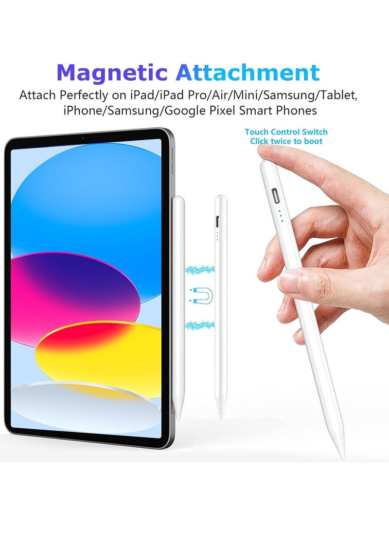 Generic - Dual Tips Capacitive Stylus Pen with Palm Rejection for Android Touch Screens with Palm Rejection Compatible with Samsung/Huawei/Tablet/Mobile, White - Image 1