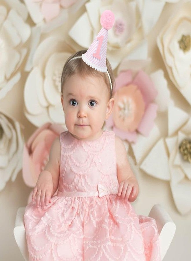 YOUAME Pink & White First Birthday Party Hat - Girl's 1st Birthday Crown with Photo Props for Decorations and Dressing - Image 3