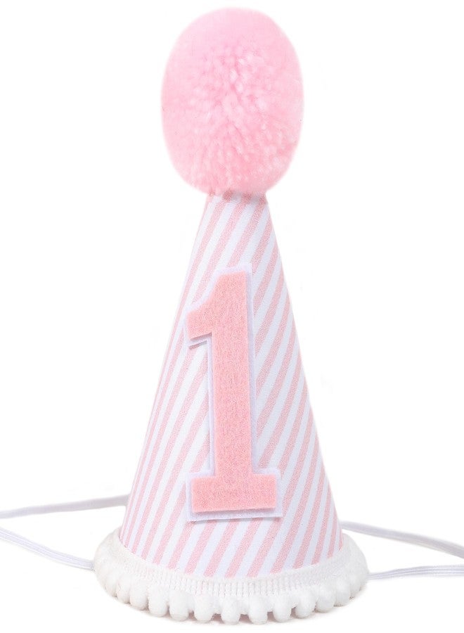 YOUAME Pink & White First Birthday Party Hat - Girl's 1st Birthday Crown with Photo Props for Decorations and Dressing - Image 1