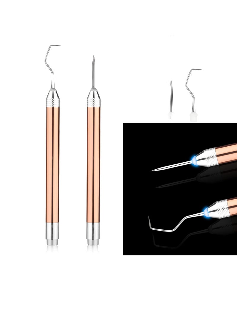 Generic - Set of 2 Vinyl Strip  Tools with Light Pins and Hooks for Removing Tiny Vinyl Paper and Iron-on Project Cutouts Craft Stickers Embossing Glowing Carving Knife (Battery Not Included) - Image 1