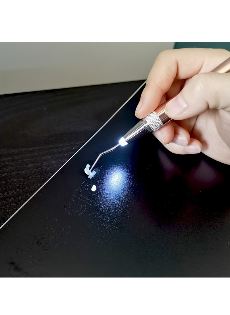 Generic - Set of 2 Vinyl Strip  Tools with Light Pins and Hooks for Removing Tiny Vinyl Paper and Iron-on Project Cutouts Craft Stickers Embossing Glowing Carving Knife (Battery Not Included) - Image 1