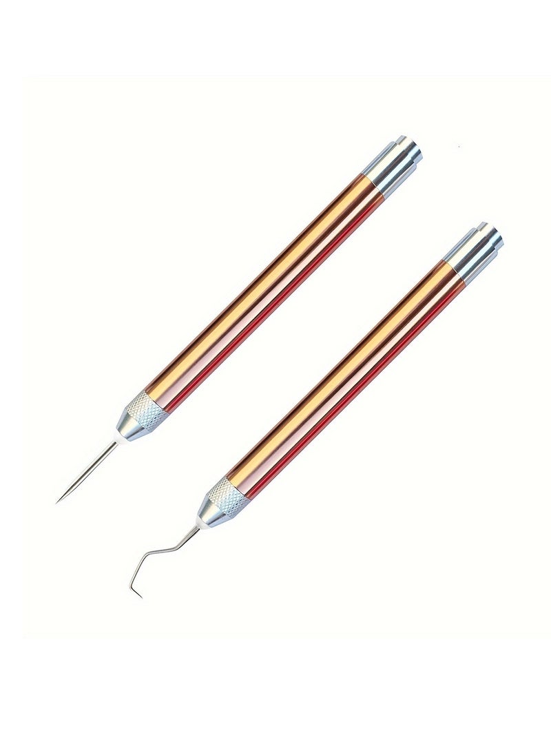 Generic - Set of 2 Vinyl Strip  Tools with Light Pins and Hooks for Removing Tiny Vinyl Paper and Iron-on Project Cutouts Craft Stickers Embossing Glowing Carving Knife (Battery Not Included) - Image 1