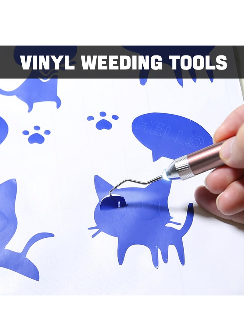 Generic - Set of 2 Vinyl Strip  Tools with Light Pins and Hooks for Removing Tiny Vinyl Paper and Iron-on Project Cutouts Craft Stickers Embossing Glowing Carving Knife (Battery Not Included) - Image 1