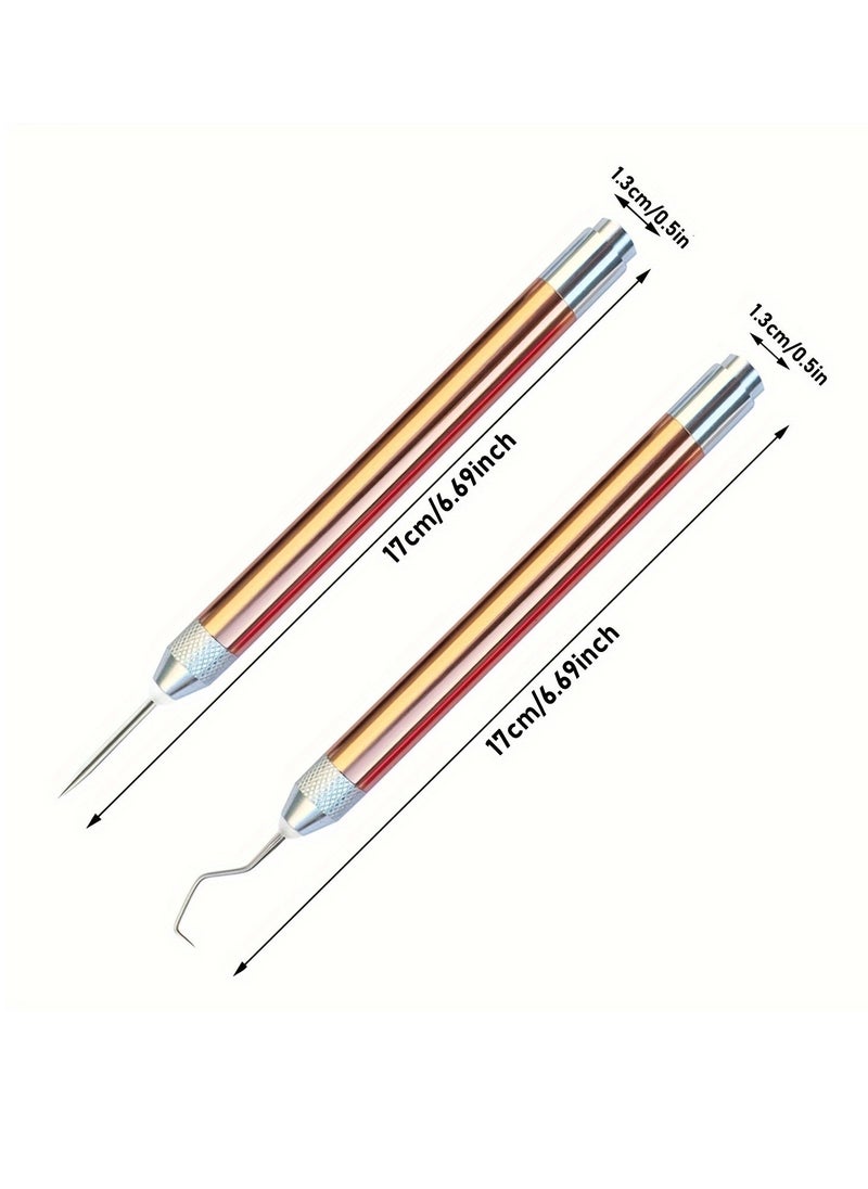 Generic - Set of 2 Vinyl Strip  Tools with Light Pins and Hooks for Removing Tiny Vinyl Paper and Iron-on Project Cutouts Craft Stickers Embossing Glowing Carving Knife (Battery Not Included) - Image 1