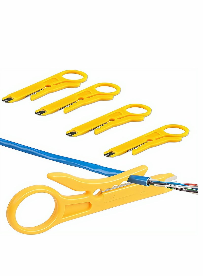 SYOSI Mini Wire Stripper, Economy Network Cable Cutter Portable Crimper Pliers Crimping Tool Universal Cable Cutter Punch Down Cutter for Network Data Cable, Telephone Cable, Computer UTP Cable, 10 Pack - Image 1