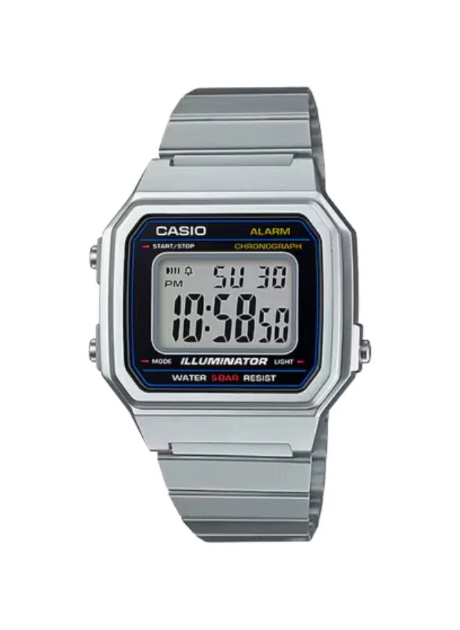 كاسيو Men's Digital Display Watch With Silver Stainless Steel  Strap - B650WD-1A