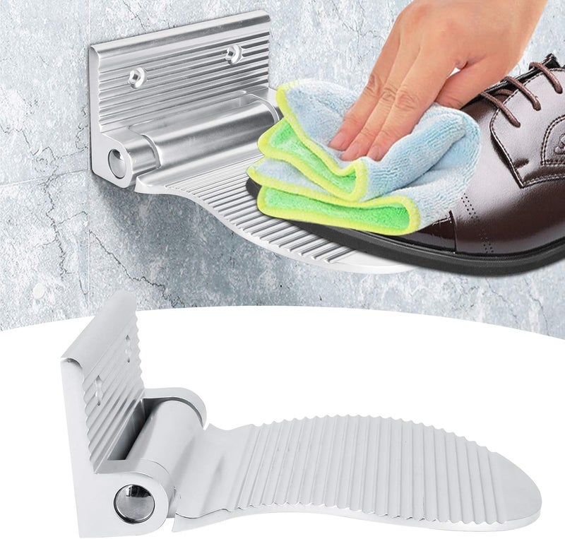 Shower Foot Rest for Shaving Legs Aluminum Non Slip Shower Pedal Heavy Duty Alloy Shaving Shelf Fold up Wall Mounted Folding Foot Stand for Hallway Entryway Bathroom Washing (Silver) - Image 5