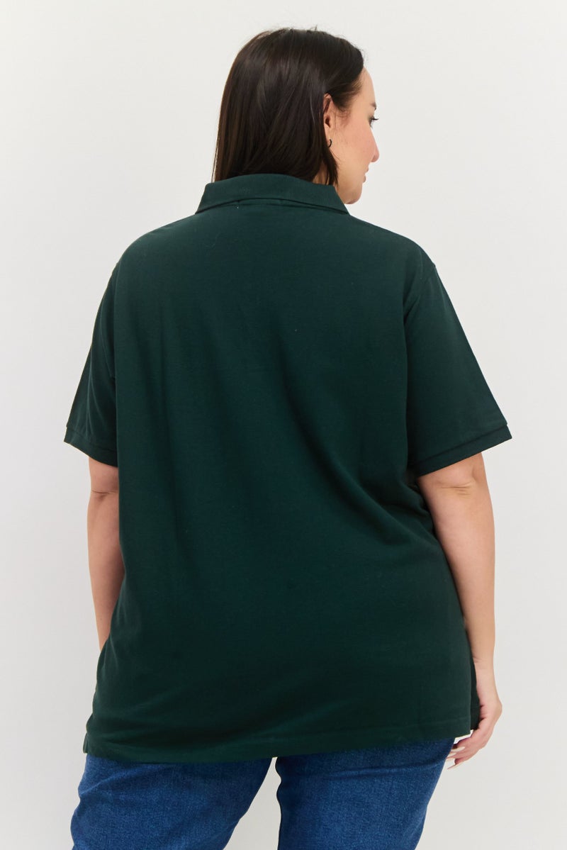 Featherlite Women Comfort Fit Short Sleeves Plain Polo Shirt, Green - Image 2