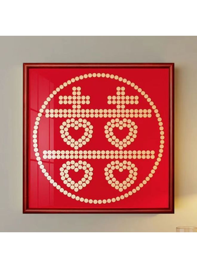 Best Friend Wedding Gift Coin Photo Frame Template Diy Handmade Gift Flocking Cloth 5 50 Cents Mao Xi Zi Xi Zi-Color:Laurel Color Fangfu 60-60 Requires 437 Wedding Coins - Complete Set Of Photo Frames * Dispensing Glue * Velvet Template * Gift Bag - Image 5