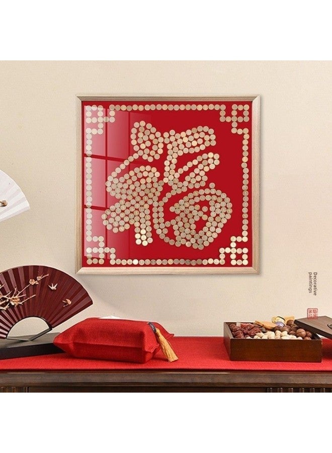 Best Friend Wedding Gift Coin Photo Frame Template Diy Handmade Gift Flocking Cloth 5 50 Cents Mao Xi Zi Xi Zi-Color:Laurel Color Fangfu 60-60 Requires 437 Wedding Coins - Complete Set Of Photo Frames * Dispensing Glue * Velvet Template * Gift Bag - Image 1