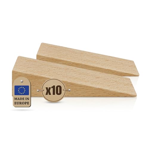 Tolux Wooden Wedges Hardwood Wedge Beech Wood Wedge Wooden Doorstop Handy Tool in Carpentry Construction and Various DIY Projects Size 90x30x25 mm 354x118x098 in Pack of 10 pcs - Image 1