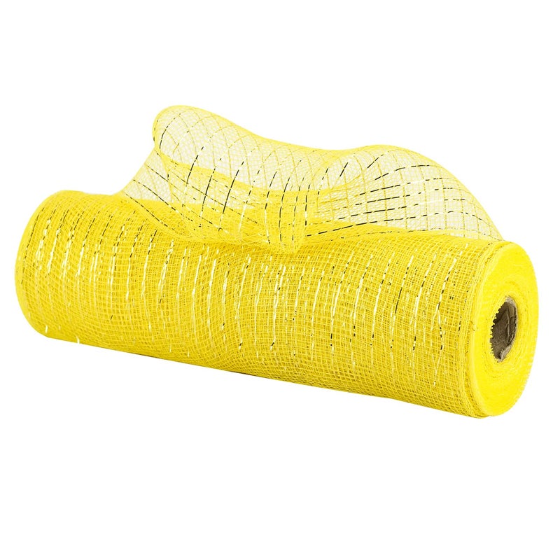 MEEDEE Yellow Deco Mesh 10 Inch Metallic Yellow Mesh Fabric Mesh Ribbon for Christmas Tree Garland Staircase Mailbox Centerpiece Making Wreath Decorating and Crafts 30 Feet
