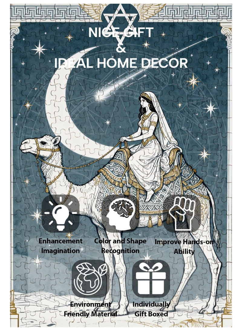 GALADUNE 300 Pieces Puzzles Jigsaws for Adults&Kids Stress Relief Toy, Unique Perfectly-Fitting Pieces, Ideal Gift for Ramadan Birthday New Year, Decending Star Night - Image 4