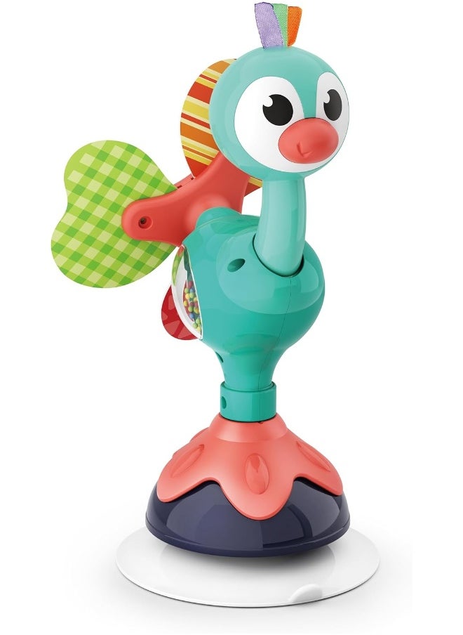 HOLA Peacock Highchair Toy With Suction – Sensory Development Toy For Babies 6M+, Stimulates Vision, Hearing, And Touch, Fine Motor Skills, Non-Toxic And Easy To Clean, Mealtime Toys  - Image 1