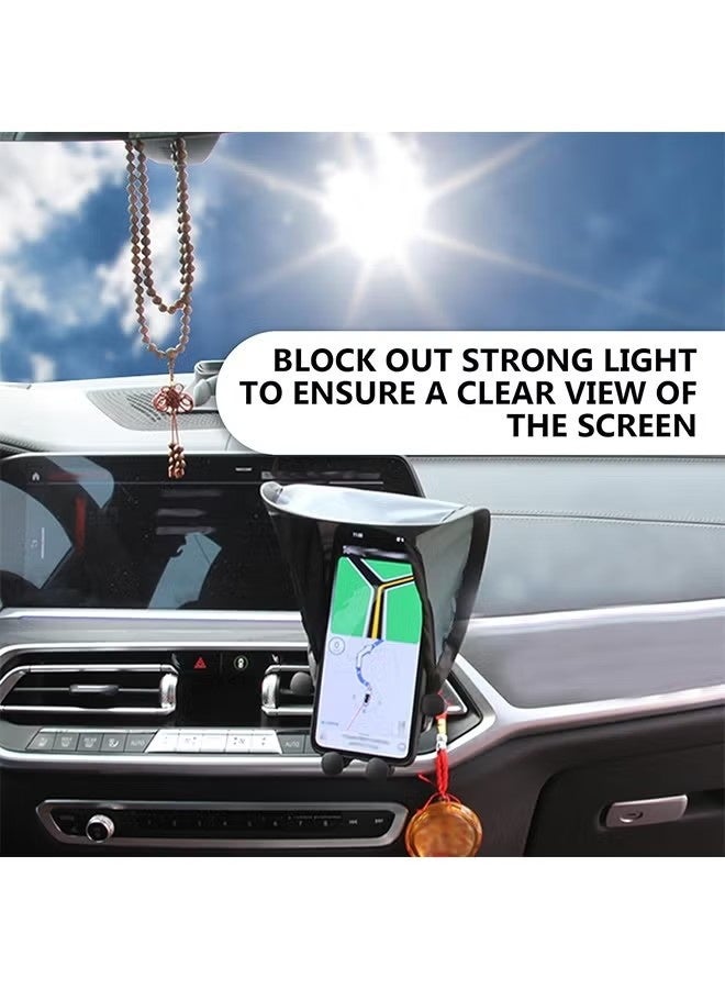 Car smartphone sunshade, smartphone holder, sun visor, sun protection cover, significantly reduces reflections, improves visibility, foldable smartphone sunshade, prevents phone from overheating (black). - Image 2