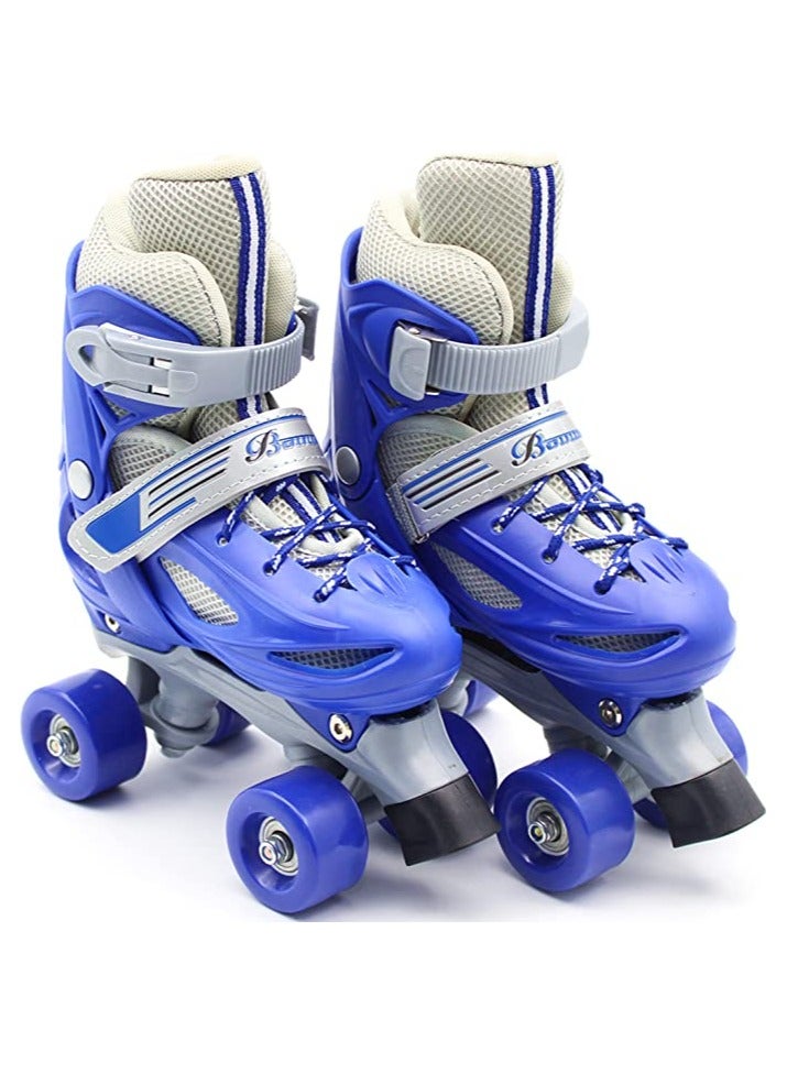 EASY FUTURE Roller Skates Adjustable Size Double Row 4 Wheel Skates for Outdoor Indoor Children Skates for Boys And Girls Blue Colour - Image 1