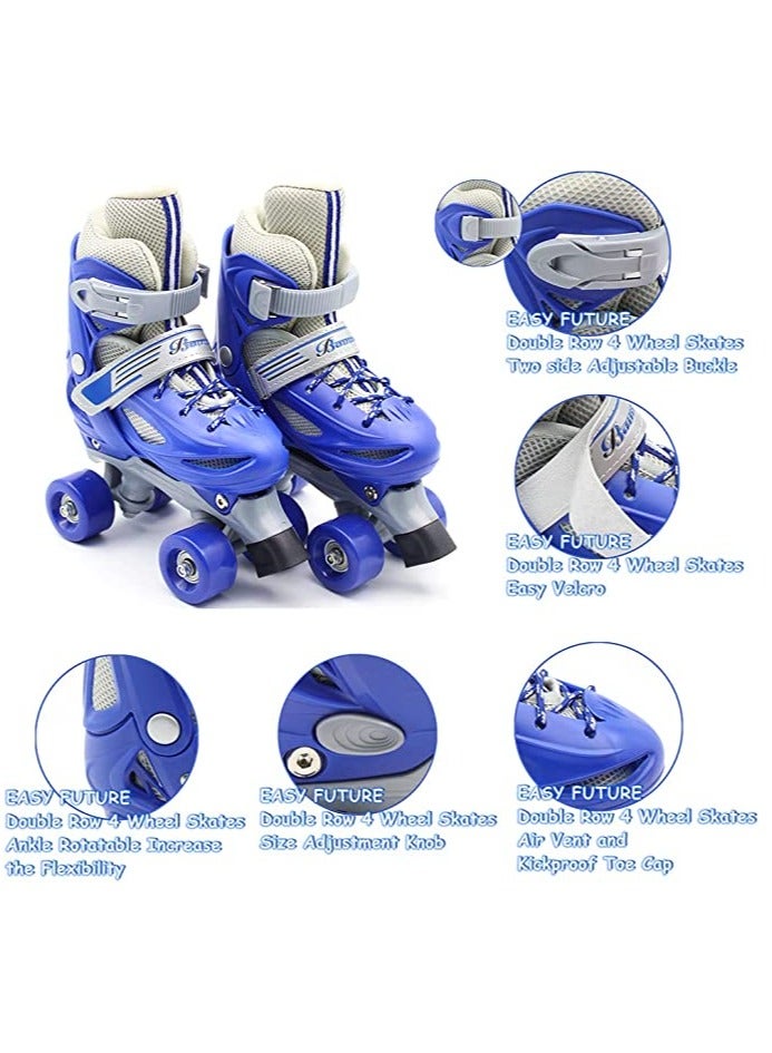 EASY FUTURE Roller Skates Adjustable Size Double Row 4 Wheel Skates for Outdoor Indoor Children Skates for Boys And Girls Blue Colour - Image 5