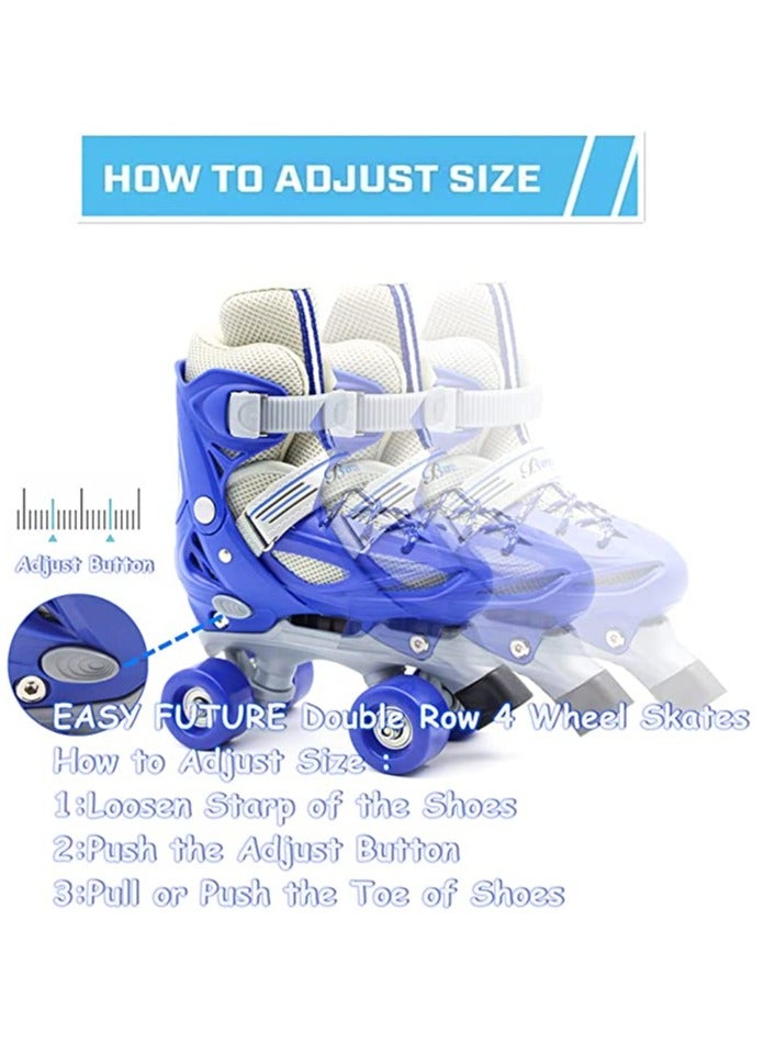 EASY FUTURE Roller Skates Adjustable Size Double Row 4 Wheel Skates for Outdoor Indoor Children Skates for Boys And Girls Blue Colour - Image 2