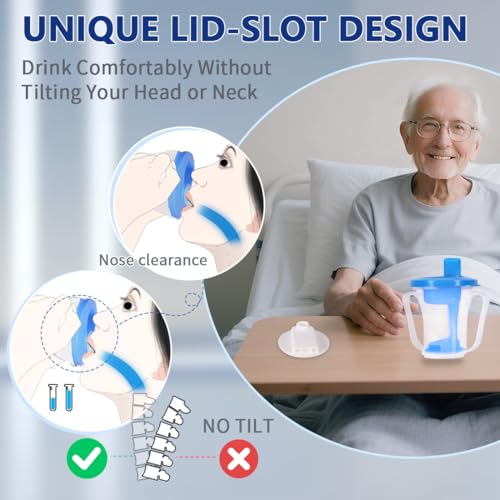 Ehucon Dysphagia Regulating Drinking Cup, Prevent Choking for Dysphagia/Dementia/Elderly,Dispenses 5~10cc or 10~15cc of Liquid Each time,Spill-Proof (Blue-Pack of 1 Count) - Image 5