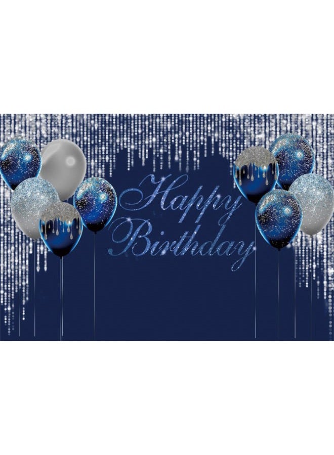 LFEEY Happy Birthday Glitter Backdrop Blue and Sliver Balloon Sequin Birthday Party Backdrop for Photography 10x8ft Birthday Decoration Kids Baby Adults Birthday Photo Background Cake Table Banner - Image 1