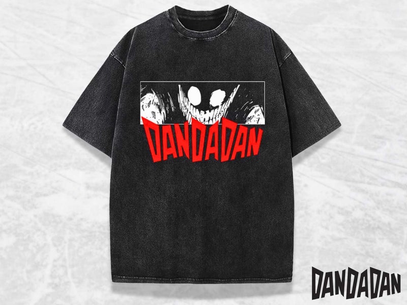 Europe And America New Dandadan Animation Cartoon Printing Summer Washed Retro Cotton Short-Sleeved T-Shirt Top - Image 4