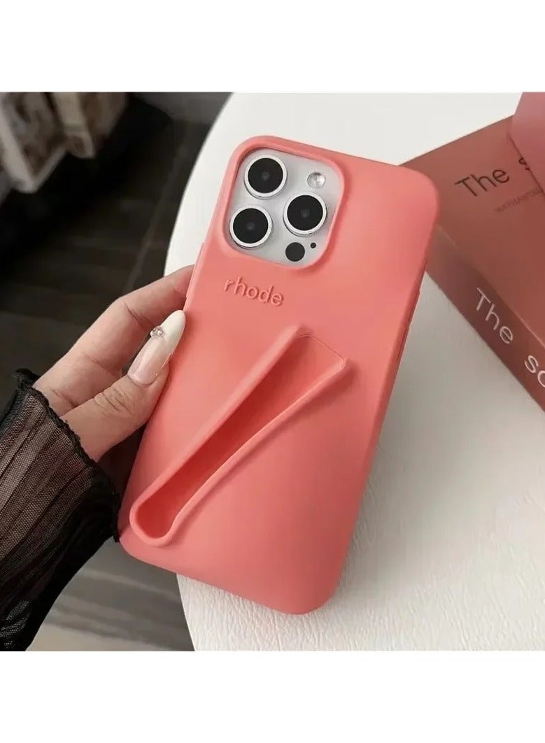 Rhode Soft Silicone Lipstick Holder Case for iPhone 15 16 Pro Max 14 Plus 13 12 11 ProMax Portable Lip Gloss Storage Protective Cover