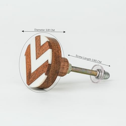Indian-Shelf 2 Pieces Wood Brown Zig Zag Drawer Dresser Knobs Decorative Wooden Cabinet Boho Kids Pulls Unique Wood Kitchen Handles Modern Door Hardware - Image 2