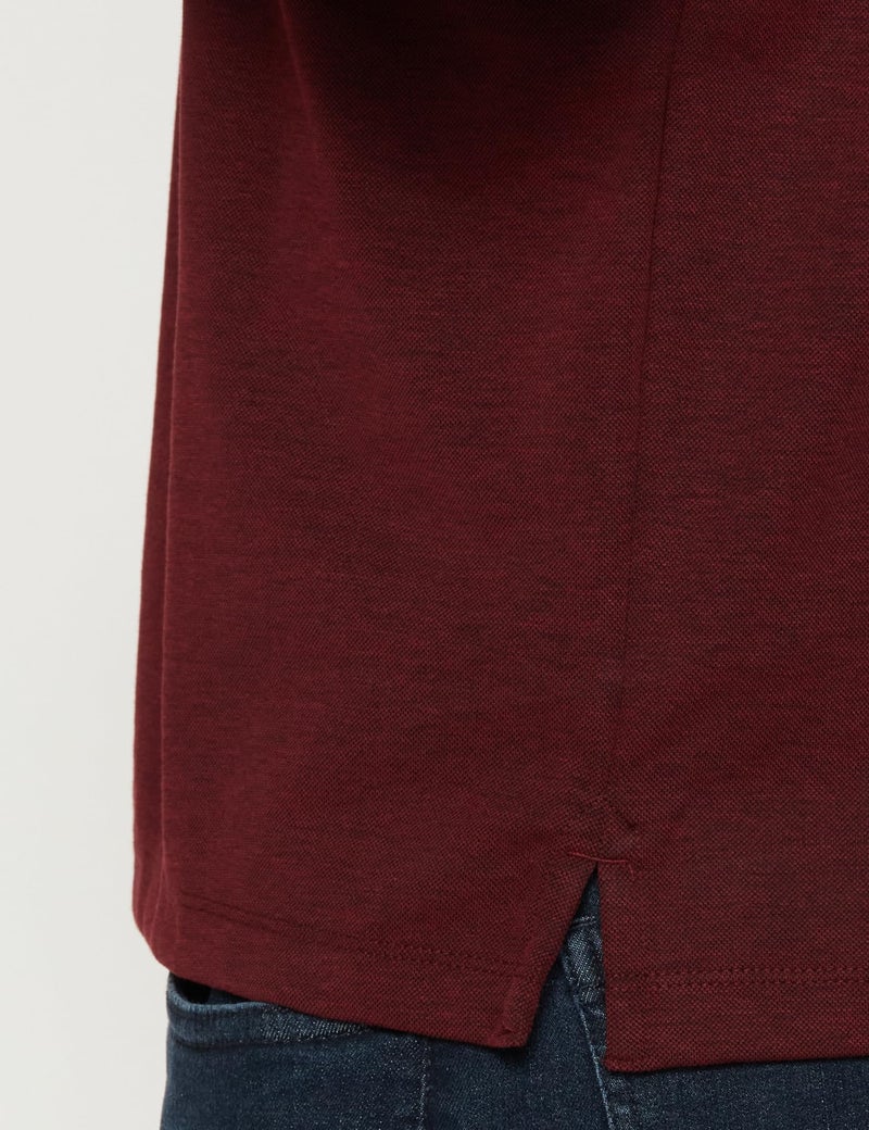 Peter England Men's Premium Branded Regular Fit Half Sleeve Polo T-Shirt with Pocket | Cotton Rich | Birds Eye Interlock Weave Maroon - Image 4