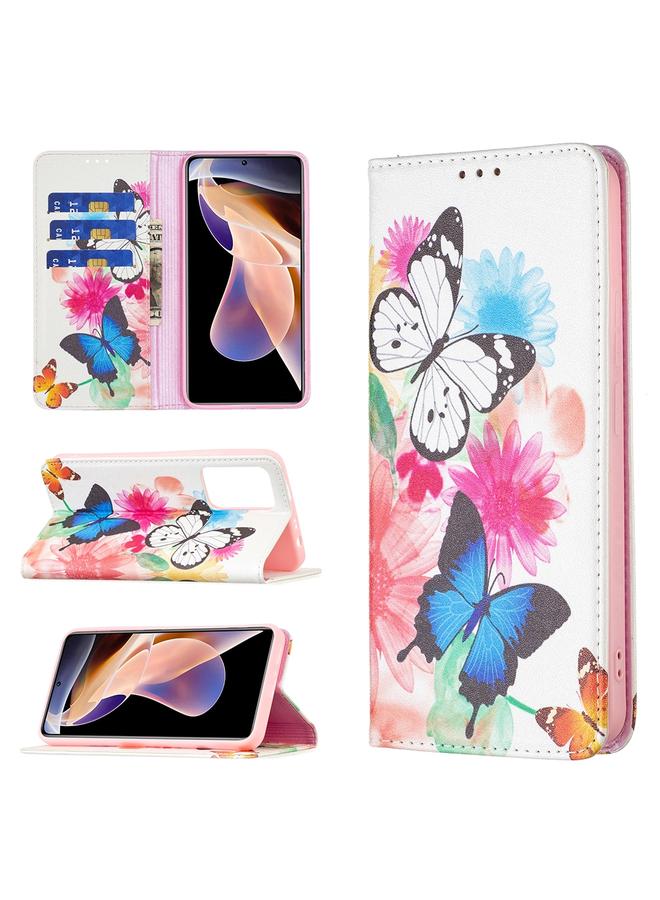 The Bros Case For Xiaomi Redmi Note 11 Pro 5G / 11 Pro+ 5G Colored Drawing Pattern Invisible Magnetic Leather Case