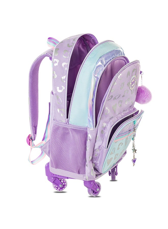 Eazy Kids Eazy Kids 4-wheel Trolley 17" School Bag Set of 3 w/ Lunch Bag and Pencil Pouch - Love Purple - Image 5