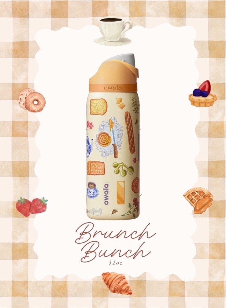 Owala （Brunch Bunch32oz）FreeSip Insulated Stainless Steel Water Bottle with Straw for Sports, Travel, and School BPA-Free Sports Water Bottle - Image 1