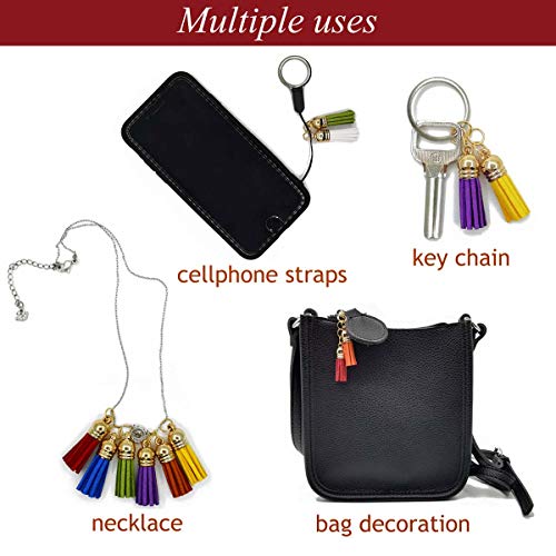 TTSAM Tassels for Keychains Faux Suede Tassel for DIY Jewelry Making 60 Pcs Leather Keychain Charms Bulk & 60 Pcs Jump Rings Key Chain Rings Bulk for Cellphone Straps Pendants Crafts - Image 3