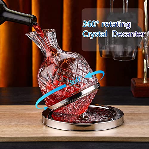 paysky spinning wine decanter, 45 oz crystal rotating wine decanter with gift box, for wedding gift, birthday, banquet, supper - Image 3