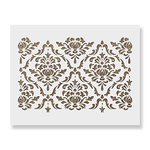 Stencil Revolution Damask Floral Stencil - DIY Wallpaper Alternative - Damask Walls, Damask Pattern, Damask Wall Stencil, Wall Stencils - Image 1