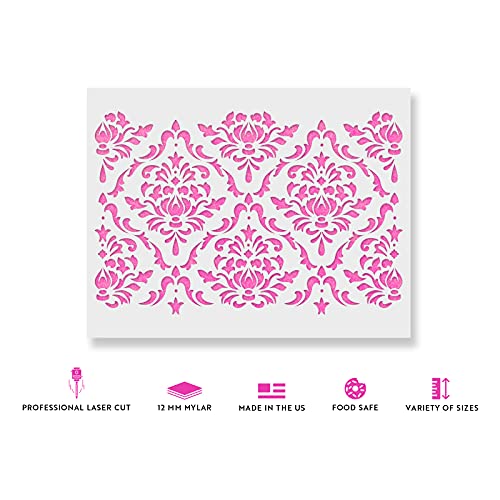 Stencil Revolution Damask Floral Stencil - DIY Wallpaper Alternative - Damask Walls, Damask Pattern, Damask Wall Stencil, Wall Stencils - Image 5