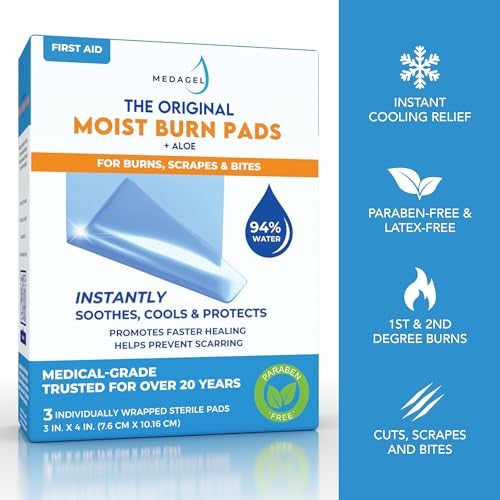 Medagel The Original Moist Burn Pad - Hydrogel Healing Pads, Soothing & Moist Skin Care Patch for Burns & Wounds, 2” x 3” Dressing - Image 3