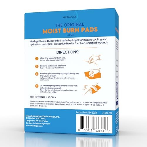 Medagel The Original Moist Burn Pad - Hydrogel Healing Pads, Soothing & Moist Skin Care Patch for Burns & Wounds, 2” x 3” Dressing - Image 2
